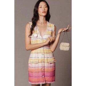 Maeve By Anthropologie  Sleeveless Tweed Mini Dress Multicolor Dress US 12